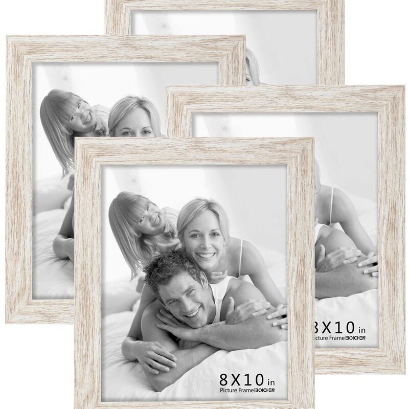 Source Factory Simple and Stylish Photo Frame 8X10 Four-Piece Set White Farmhouse Wooden Frame with Glass Cover Modern Minimalist