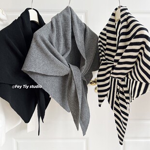 Australian Wool Wool100% Shawl Plus Autumn and Winter New Warm Triangle Scarf Knitted Scarf Women's Manufacturer Direct Hair