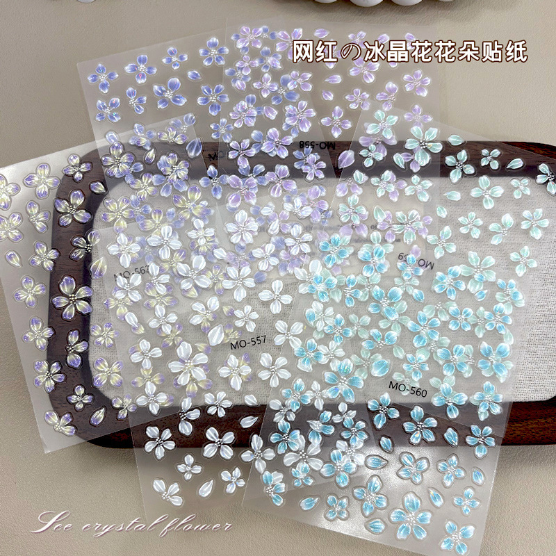Shell Light Crystal Ice Flower Nail Art Sticker Embossed Stereo Aurora Flower Transparent White Purple Mint Green DIY Nail Sticker Shell Light Crystal Ice Flower Nail Art Sticker Embossed Stereo Aurora Flower Transparent White Purple Mint Green DIY Nail Sticker