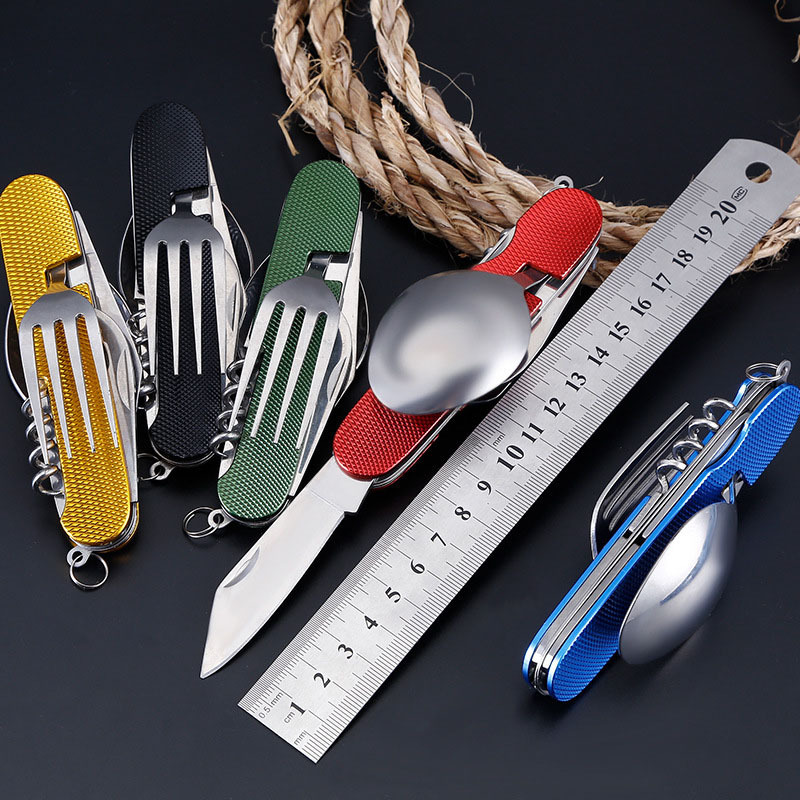 可拆式组合户外旅游餐具 多功能折叠刀礼品刀具便携式野营餐刀
