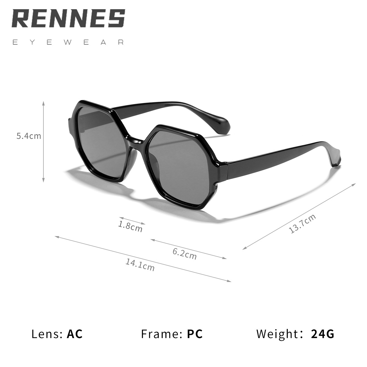 2024 moda europea y americana nuevas gafas de sol poligonales hombres y mujeres retro todo-fósforo viento ins gafas anti-azul