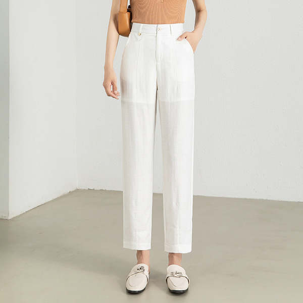 Thin Tencel Linen Cropped Pants, Loose Scythe Pants for Women, Breathable High-Waisted Casual Pants, Harem Pants for Petite Sizes