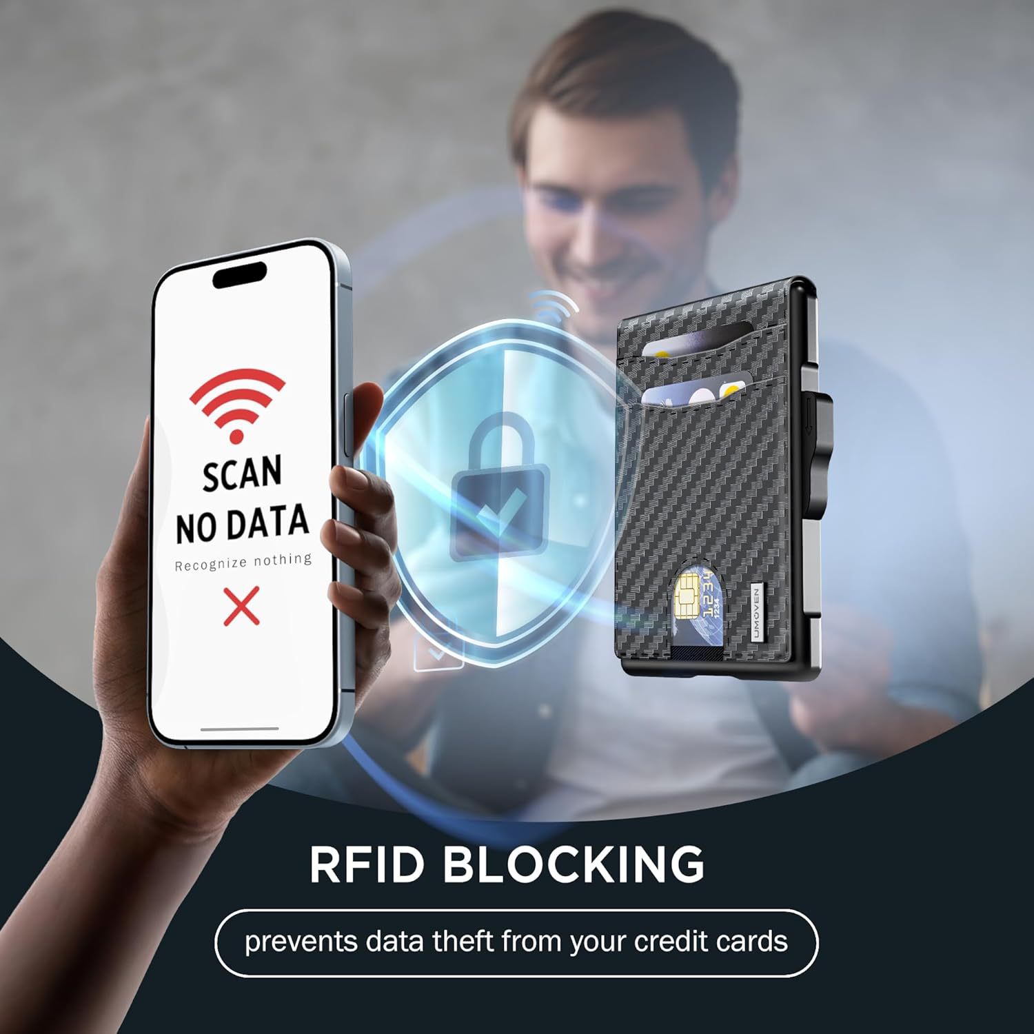 Personalizado comercio exterior fibra de carbono metal cartucho flip RFID anti-magnetizado bolsa multifuncional cartera hombre sensación de alto nivel