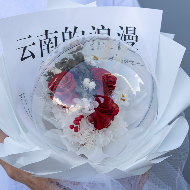 Ramo de rosas eternas Bobo, ramo grande, decoración de flores reales, regalo de San Valentín para novia, regalo de alta gama, venta al por mayor.