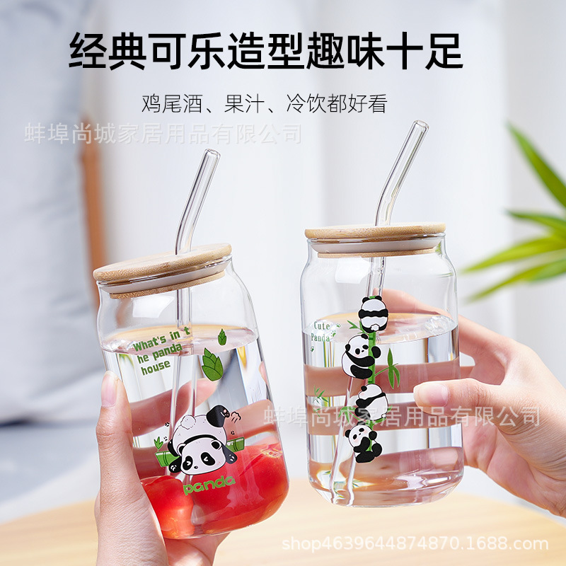 インスタイルガールリボンデザイナーコーラ缶大容量高温耐性ジュースコーヒーストローガラスカップ|undefined