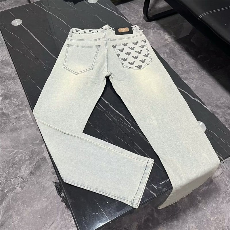 American-Style Raw Edge Vibe Jeans 2024 High Street Men's Summer Stretch Trendy Jeans Washed Old Gray