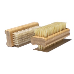 Cross-border spot bamboo bristle double-sided cleaning brush finger nail tools sisal nail brush
