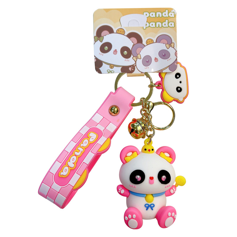 Círculos animados Panda Keychain cute pegamento suave Panda Keychain bolsos colgantes agarrar regalos al por mayor