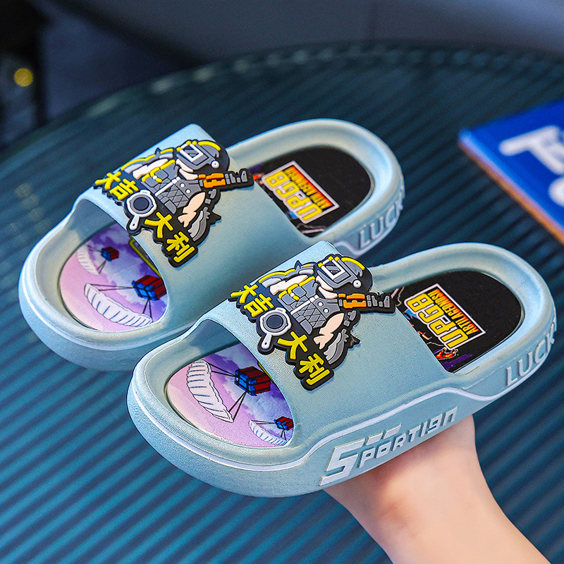 Zapatillas para niños verano para niños Zapatillas de dibujos animados antideslizante baño uso en el hogar niños medianos y grandes comiendo zapatillas de pollo