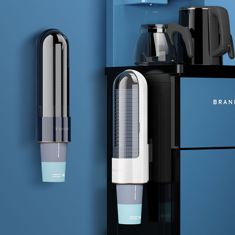 一次性杯子架自动饮水机取杯器免打孔纸杯架家用挂壁式防尘置物架