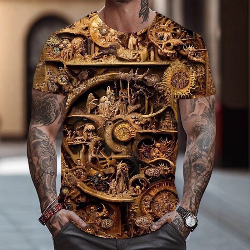 Vintage Casual Men's 3D Printed T-Shirt Short Sleeve Round Neck Shirt Spring Summer Clothing Vintage Casual Men's 3D Printed T-Shirt Short Sleeve Round Neck Shirt Spring Summer Clothing