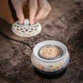 数显电子珐琅彩陶瓷香薰炉/家用定时调温恒温香炉插电沉香熏香炉