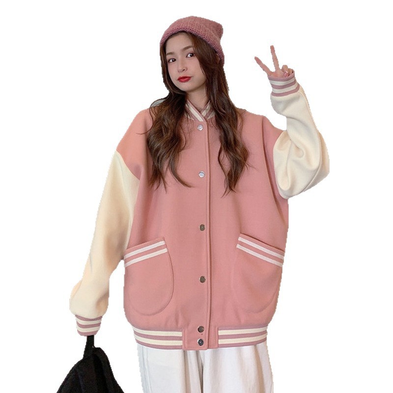 美式复古宽松棒球服女2025秋冬新款韩版学生洋气夹克卫衣时尚外套|undefined