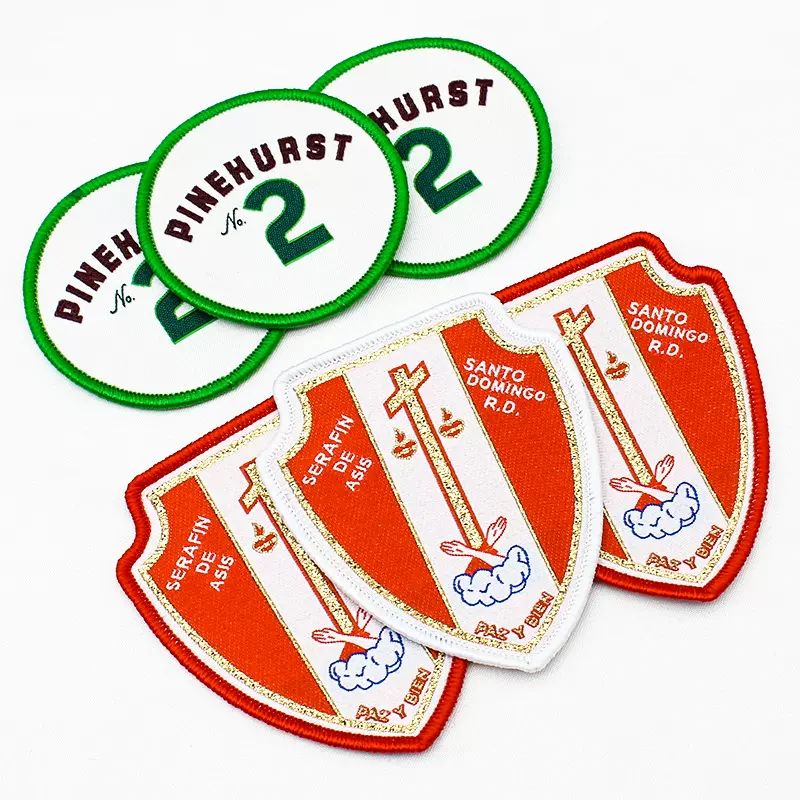 源头工厂批发臂章织唛姓名贴臂章加魔术贴别针锁边保安章布贴制作