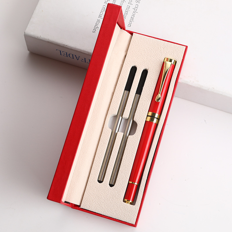 Bolígrafo de firma de metal rojo Guofeng caja de regalo de negocios conjunto de publicidad de alta calidad bolígrafo de impresión de logotipo bolígrafo neutro