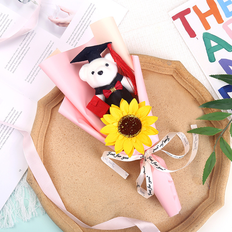 卒業漫画博士熊薔薇ヒマワリ花束恋人母教師の日創意プレゼントお土産|undefined