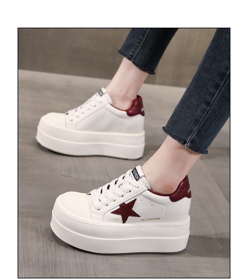 Giày sneaker nữ chunky đế dày tăng chiều cao, form thể thao mùa xuân — Màu đỏ be chi tiết 18