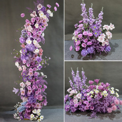 結婚式の紫系路は花の結婚式場の舞台の造景の完成品の花を導いて披露宴を予約します。