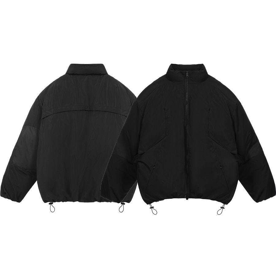 Versión desmontable FAR. ARCHIVO bolsillo oculto con cremallera color sólido par de cuello alto con cordón Chaqueta de algodón acolchado