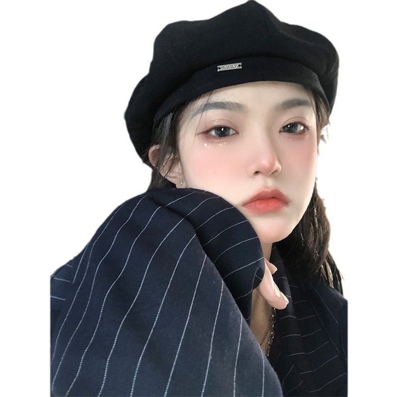 New Octagonal Hat, Women's Autumn/winter Woolen, Japanese Fashionable Belle Hat, Retro Versatile, Small Face Showing, Instagram Red Painter Hat_voghion.com