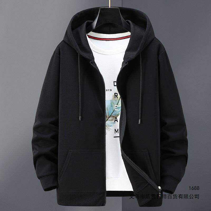 Spring and Autumn Plus Size Thin Hooded Cardigan Men's Sweatshirt Long Sleeve Loose Fit Casual Trendy Jacket for Big and Tall Men Spring and Autumn Plus Size Thin Hooded Cardigan Men's Sweatshirt Long Sleeve Loose Fit Casual Trendy Jacket for Big and Tall Men