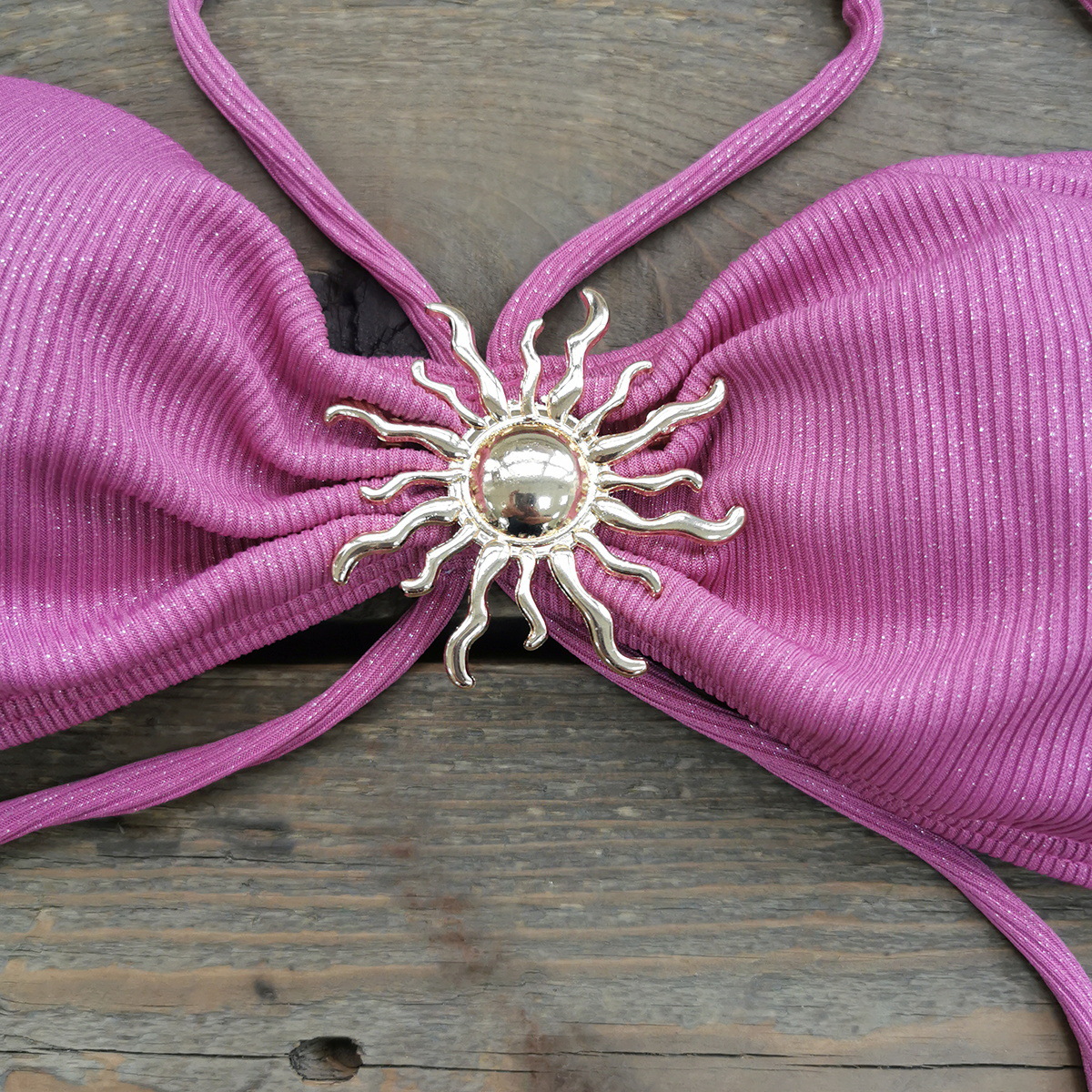 2 Pieces Set Quantity Women's Solid Color 2 Pieces Set Bikinis Swimwear