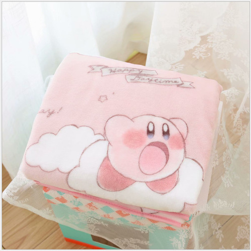 Cute Star Kirby Plush Cartoon Single Pillowcase Fleece Blanket Bed Sofa Nap Knee Blanket