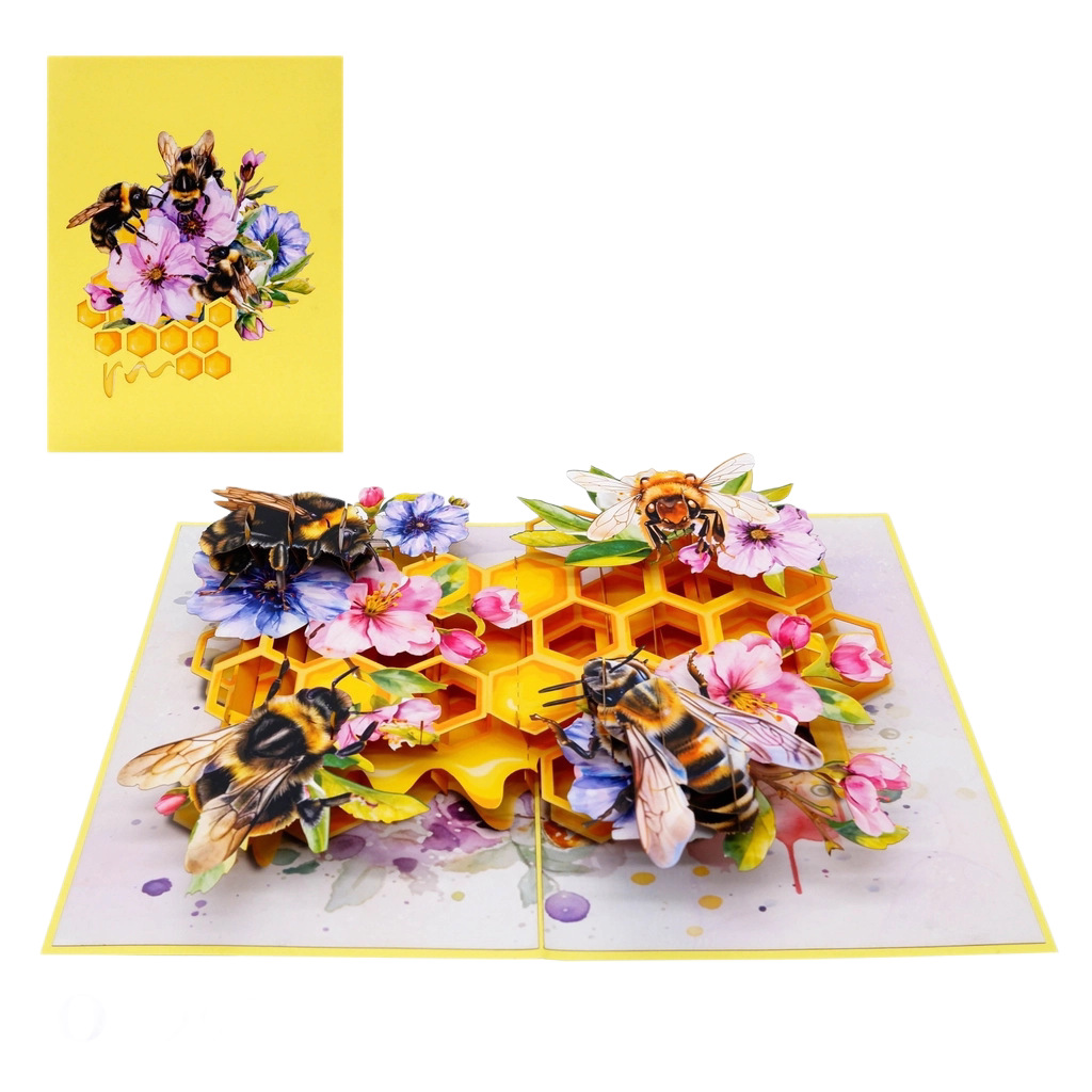 3D estereoscópico abeja panal tarjeta de felicitación de cumpleaños creativa con sobre regalo transfronterizo de alta calidad Navidad