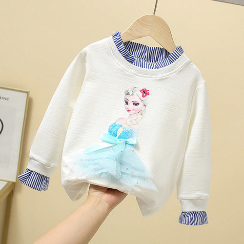 Girls' super trendy sweatshirt spring and autumn Korean style baby girl's fashionable tops children's clothing cartoon Aisha loose and trendy