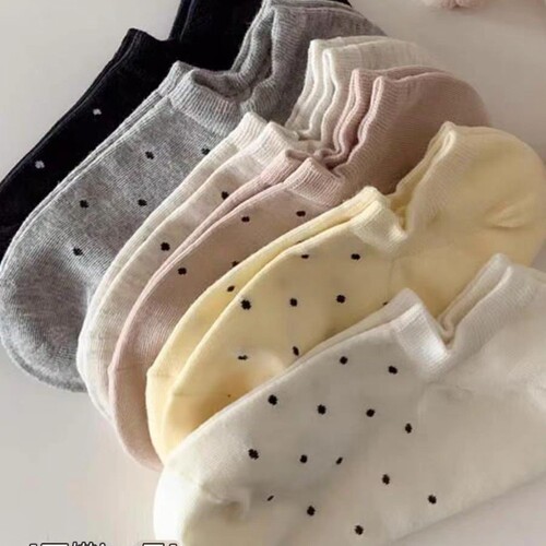 New Japanese-style cute, Instagram trendy, minimalist polka dot socks for women, summer thin, shallow mouth invisible boat socks, summer version