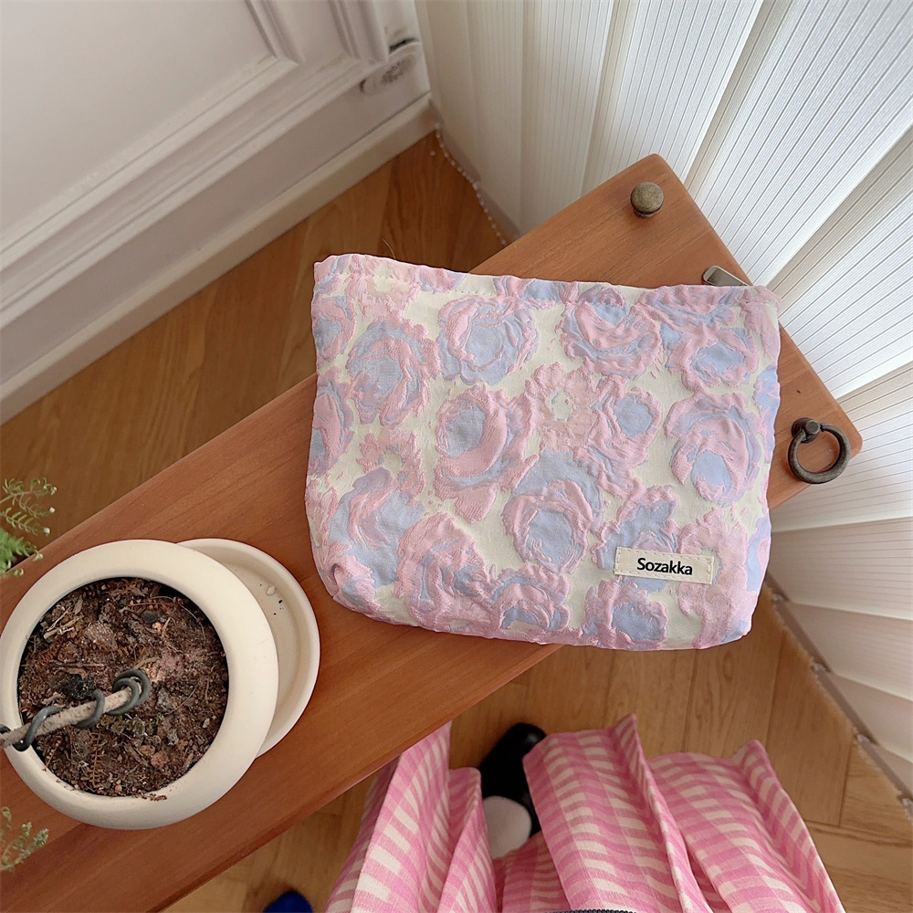 31075 Elegant embossed jacquard canvas small bag, ladies' handbag, clutch, toiletries storage bag, makeup bag undefined