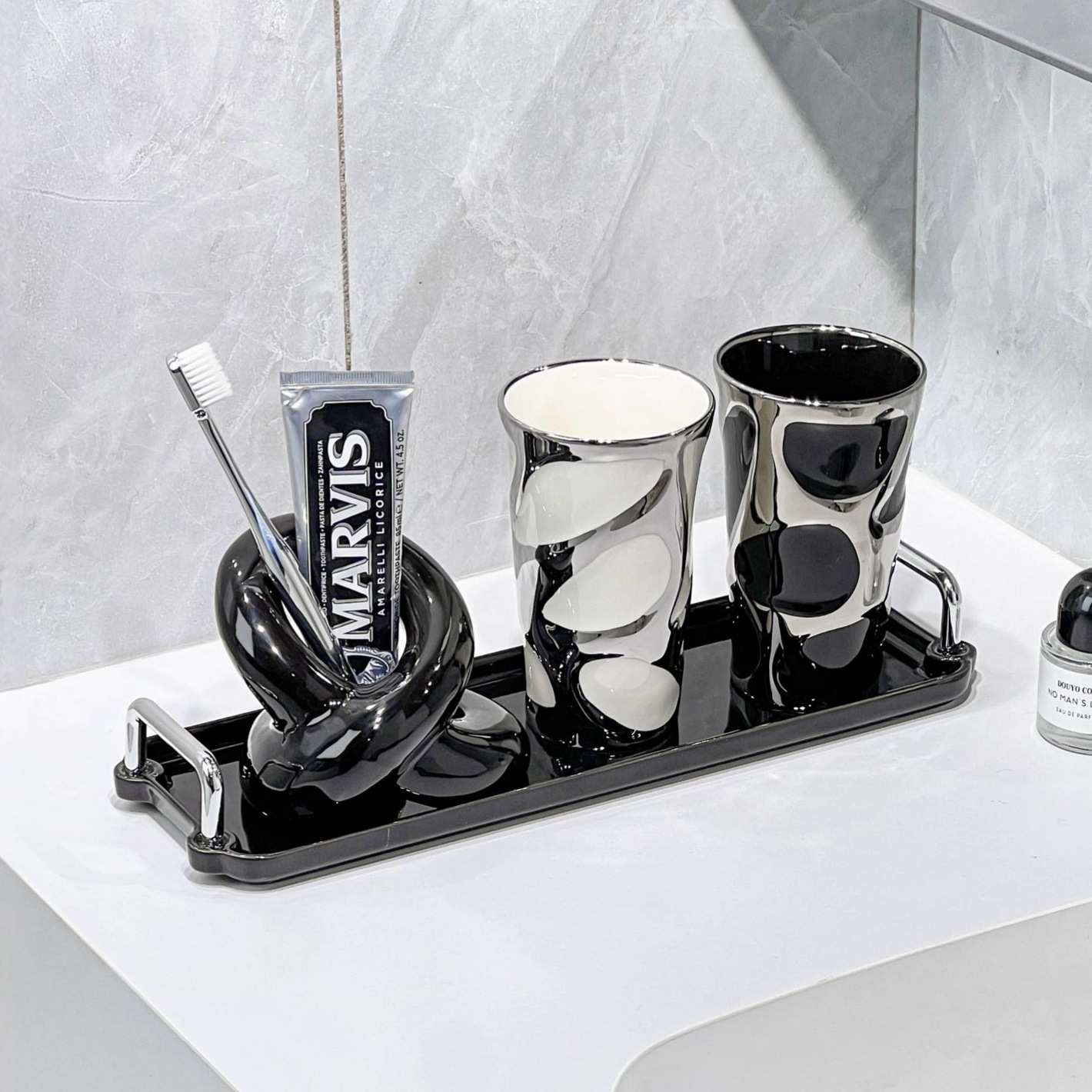 Set de vasos para cepillos de dientes retro de lujo pareja_voghion.com