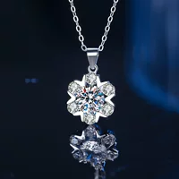 Колье, инкрустация камнями, подвеска, цепочка для ключей, серебро 925 пробы, со снежинками, простой и элегантный дизайн, оптовая продажа