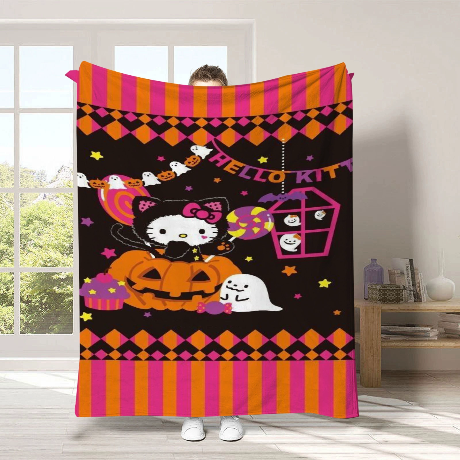 Hello kitty, детское одеяло для сна, диван для сна, хэллоуин, увеличенная толщина, (跨境贸易)