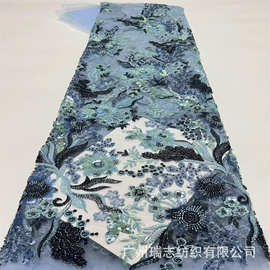 2026激光绣珠管亮片刺绣 旗袍花朵中国风刺绣面料婚纱礼服DIY布料