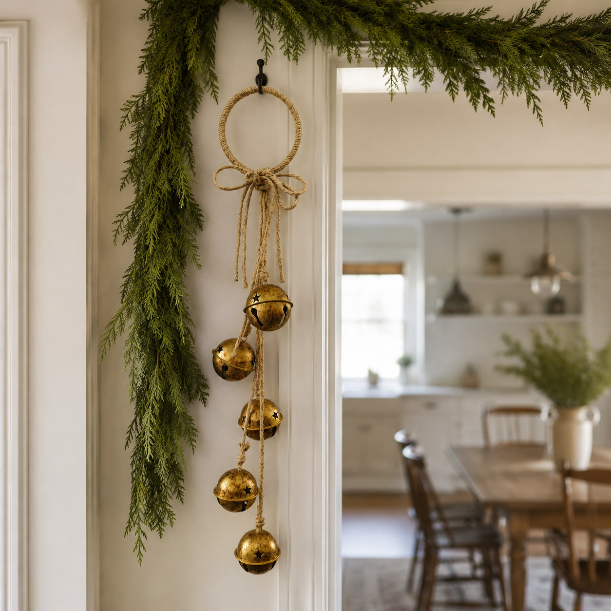 Amazon's best-selling cross-border foreign trade metal hollow star Christmas bell string vintage gold porch courtyard wall decoration