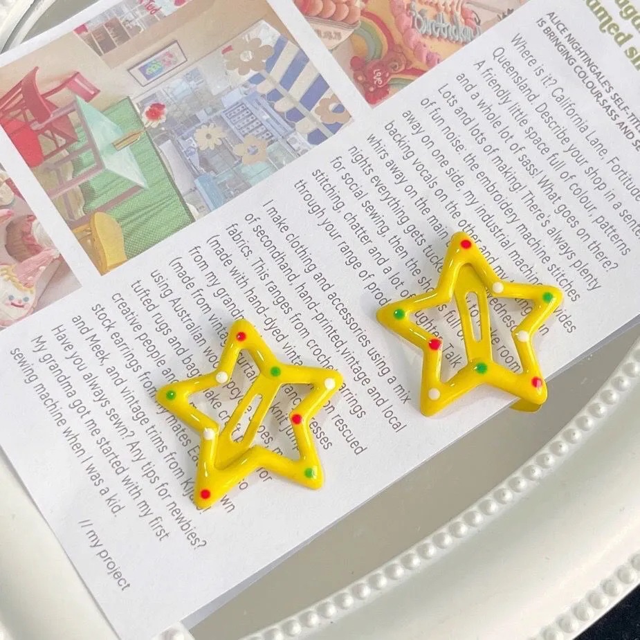 19＃彩色波点星星发夹【黄色】1只