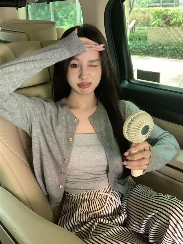 红色开衫女装秋季针织衫外套小个子修身显瘦黑色毛衣外搭短款上衣|undefined