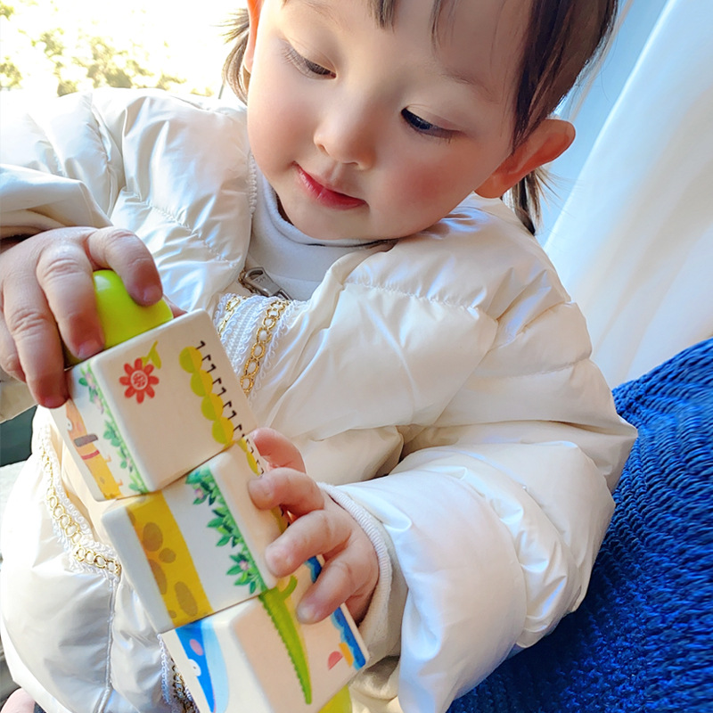 children rotate cognition Jigsaw puzzle game animal cognition Parenting Toys 0-3 Infants Early education wooden  Building blocks