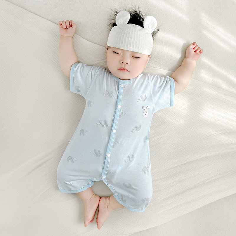 Mono de bebé verano para hombres y mujeres, mameluco delgado de manga corta, ropa de verano para bebés, ropa de escalada transpirable, ropa para recién nacidos