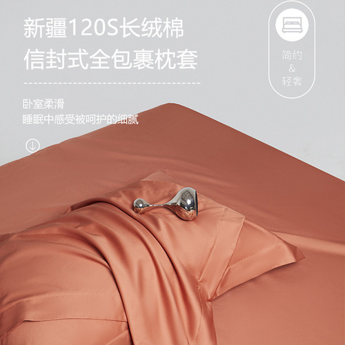 Class a 120-count satin Xinjiang long-staple cotton encrypted pillowcase pure cotton pair 48x74cm household adult