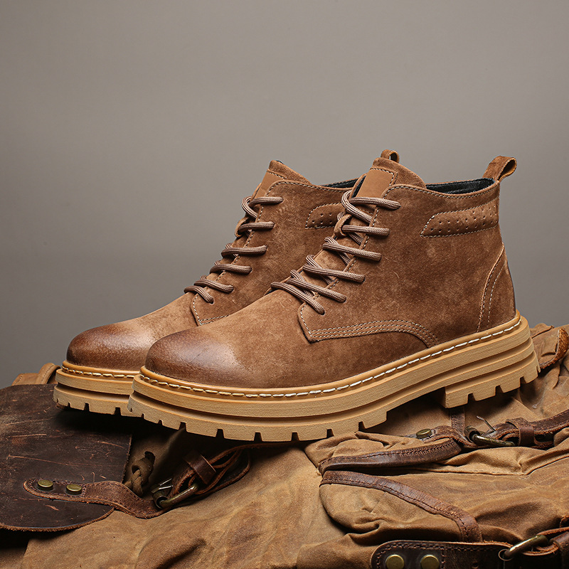 男士冬季靴子真皮马丁靴男款英伦风高帮鞋工装靴潮流厚底户外皮靴