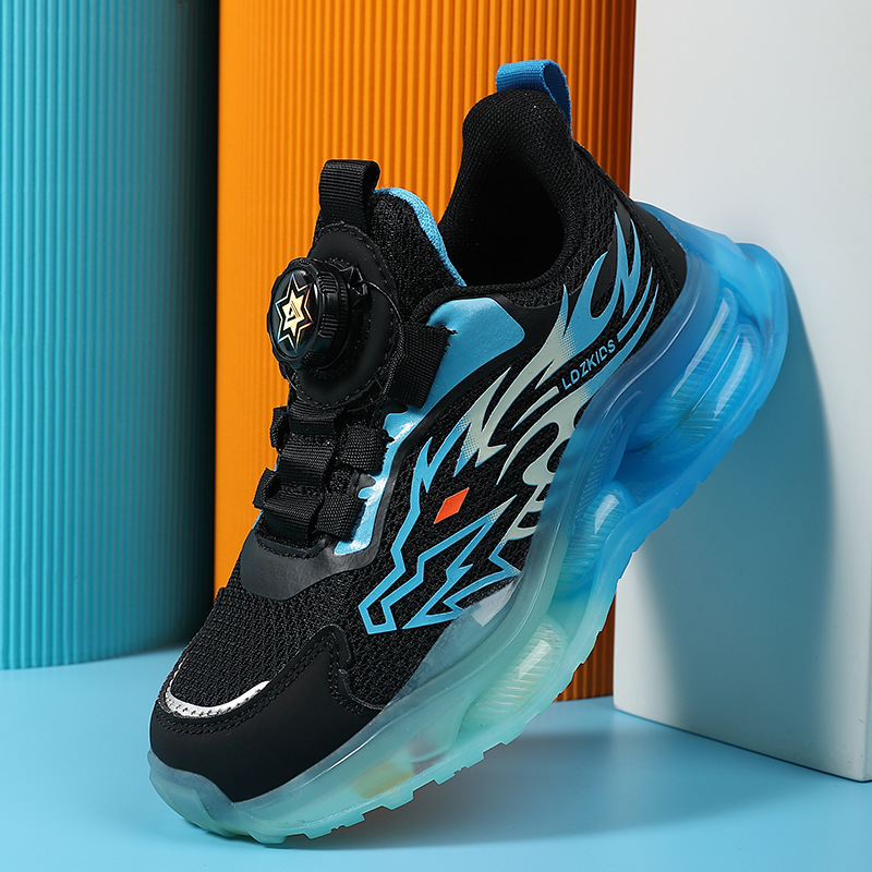 Zapatos para niños con algodón de cacho 2025, zapatos de cuero de otoño y invierno para niños, botón giratorio, zapatos de correr para niños grandes