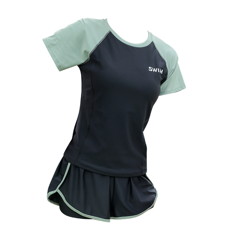 Traje de baño de dos piezas de las mujeres deportes de verano moda conservador boxeador piscina traje de baño fábrica al por mayor