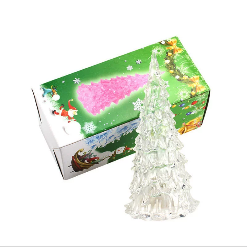 акриловая LED ночная лампа, красочная елка, 12.5×6×6 см, пластик + электроника