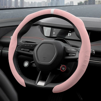 Steering Wheel Cover, Suede Velvet: Steering wheel cover - pink-38cm