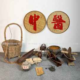 中医老物件文创摆件铡刀药锅药碾子药包中医院复古装饰摆件