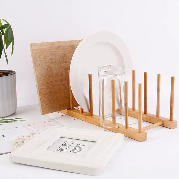 Bamboo Cup Rack Storage Water Cup and Saucer Storage Rack Kitchen Bowl and Dish Drying Rack Multifunctional Drying Tea Cup Rack