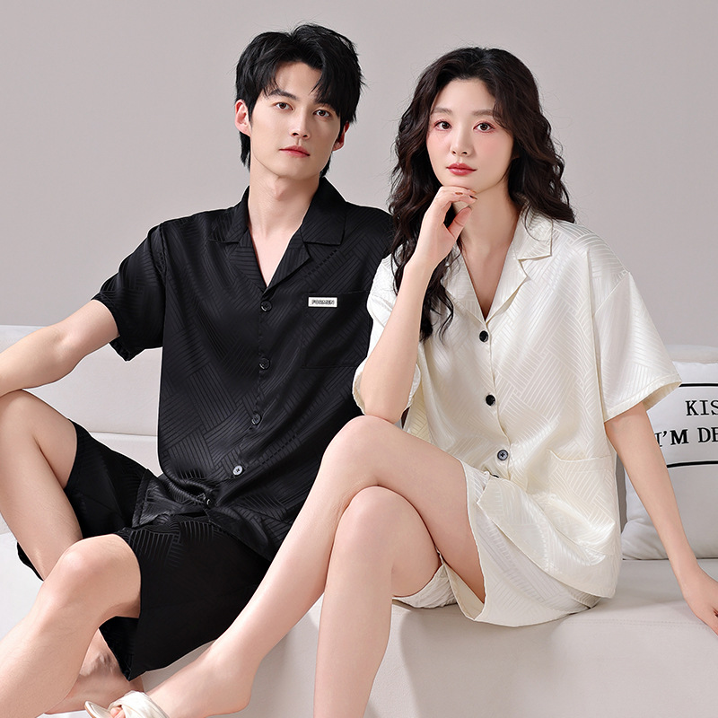 情侣睡衣夏季冰丝凉感短袖套装男女休闲可外穿2025新款夏天家居服