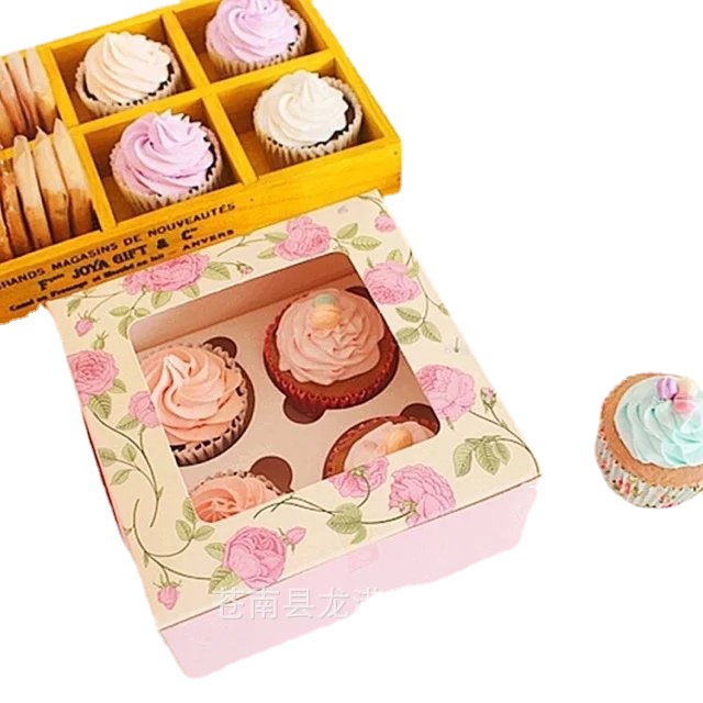 厂家直供 cupcake复古玫瑰花绿色森林杯子蛋糕盒马芬小西点包装盒